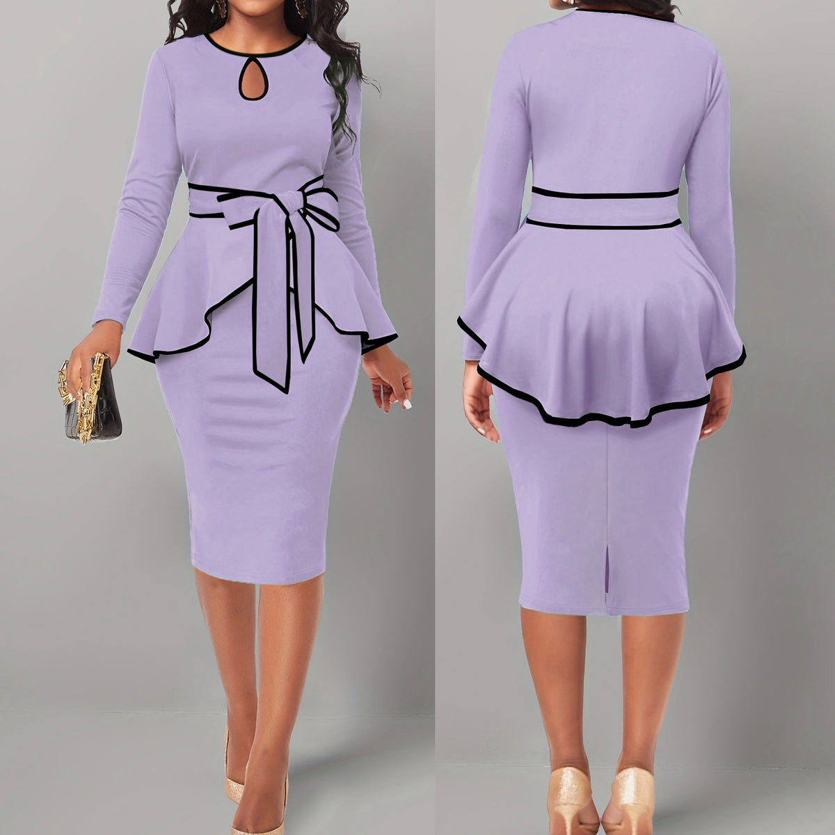 Suit Skirt Ruffle Top Back Slit Skirt