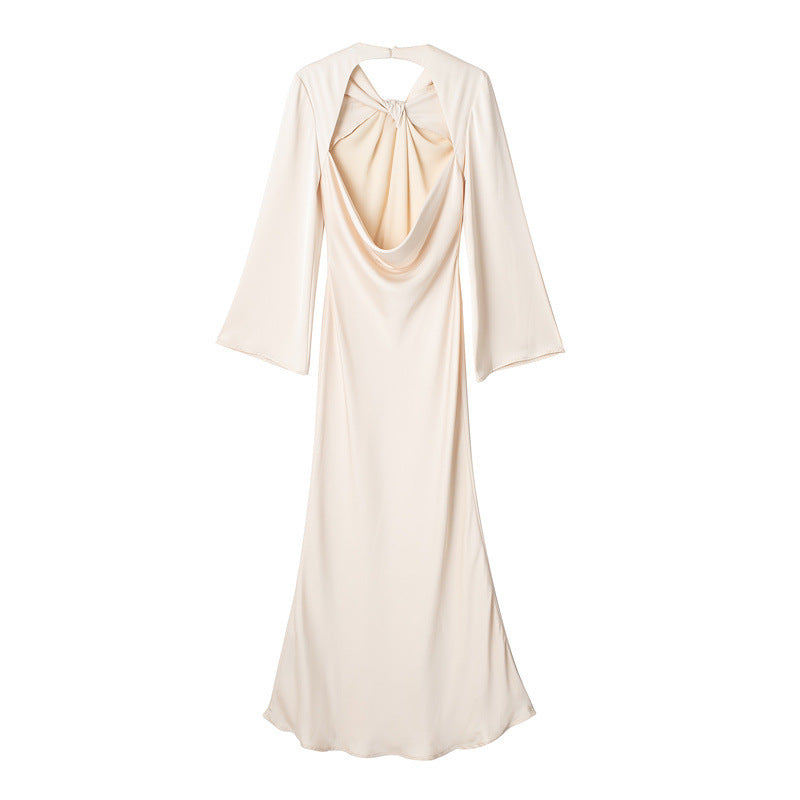 Backless Satin Textured Dresses For Women