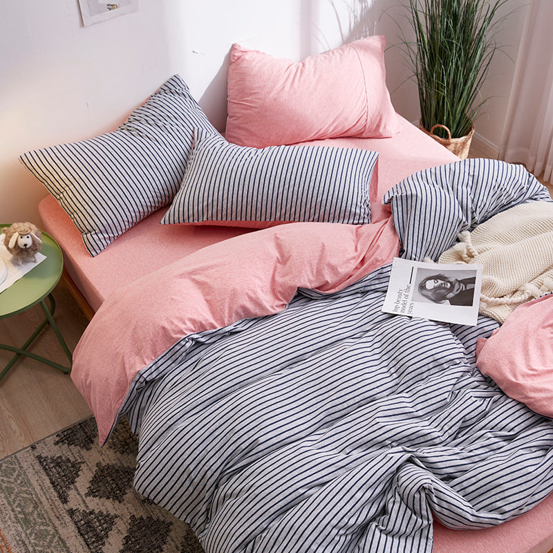 Cotton Four-Piece Striped Knitted Cotton