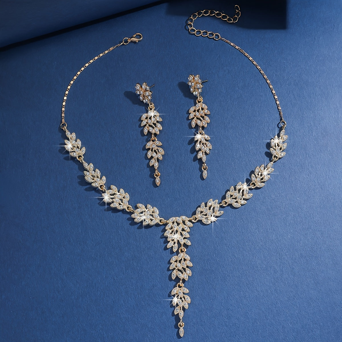 Elegant Floral 14K Gold plated Necklace and Earrings Set