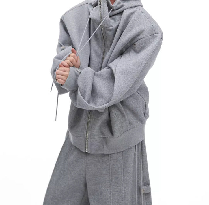 Three-dimensional Deconstruction Drawstring Design Loose Hooded Sweater Heavy High-grade Lazy Casual Suit
