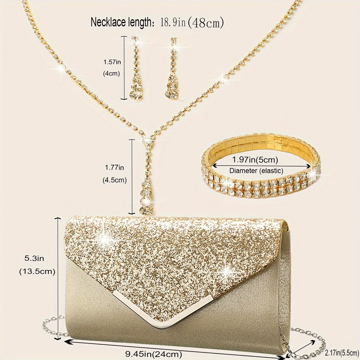 Elegant Set - Necklace Earrings Bracelet set to beautify your self