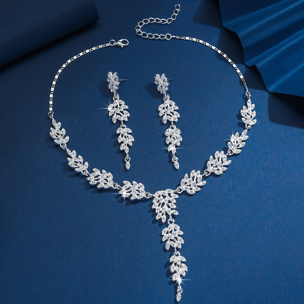 Elegant Floral 14K Gold plated Necklace and Earrings Set