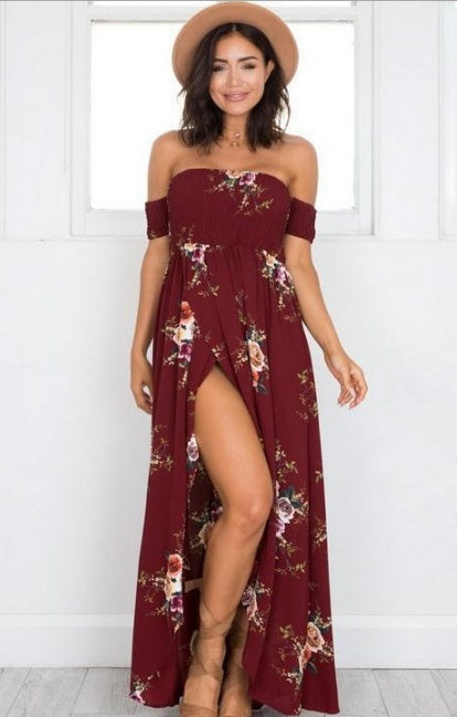 Le-Eva long dress women Off shoulder beach summer dresses
