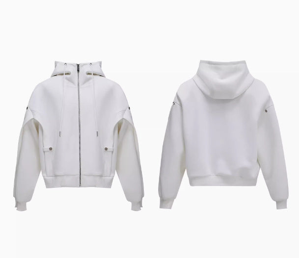 Three-dimensional Deconstruction Drawstring Design Loose Hooded Sweater Heavy High-grade Lazy Casual Suit