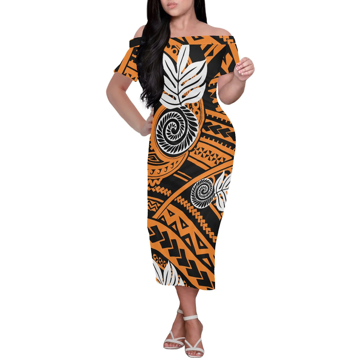 Off Shoulder High Quality Short Sleeve Long Dress