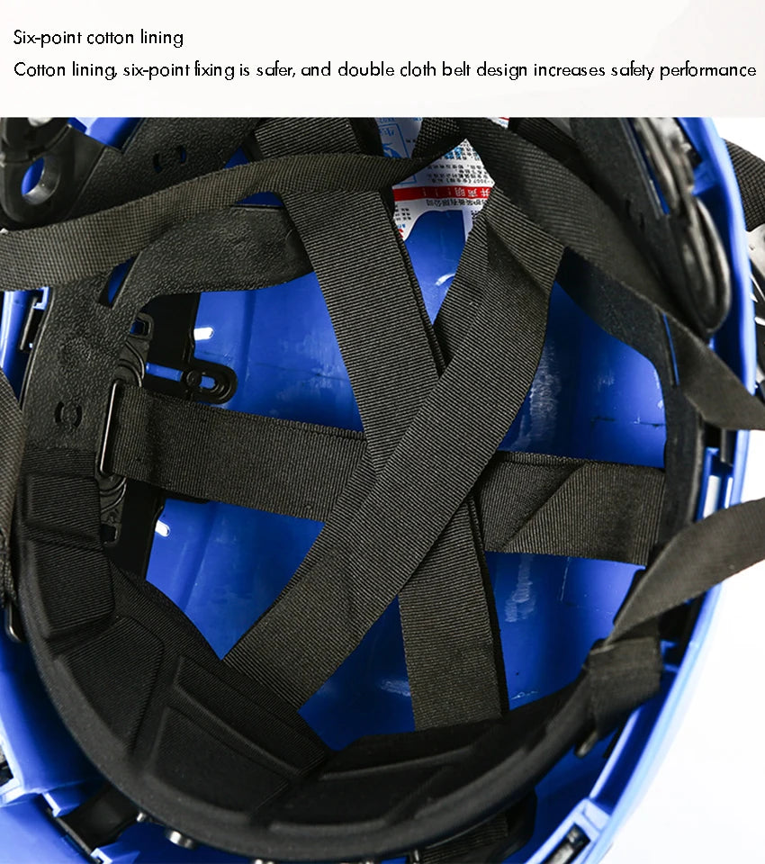 Safety Hard Hat - Adjustable ABS Climbing Helmet - 6-Point Suspension, Protective Helmet for Riding, Climbing and Construction
