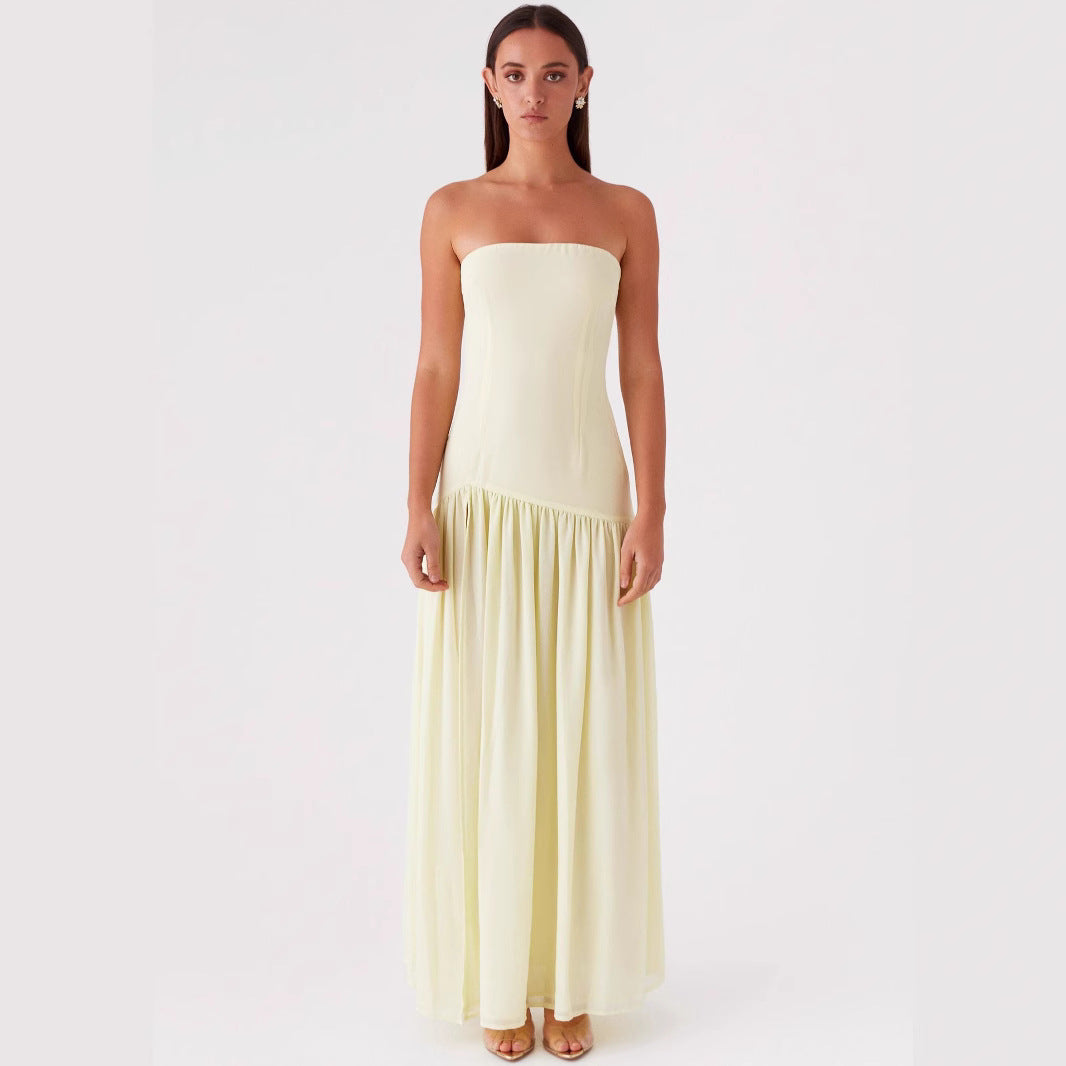 Women's Solid Color Sweet And Spicy Style Sexy Tube Top Dress