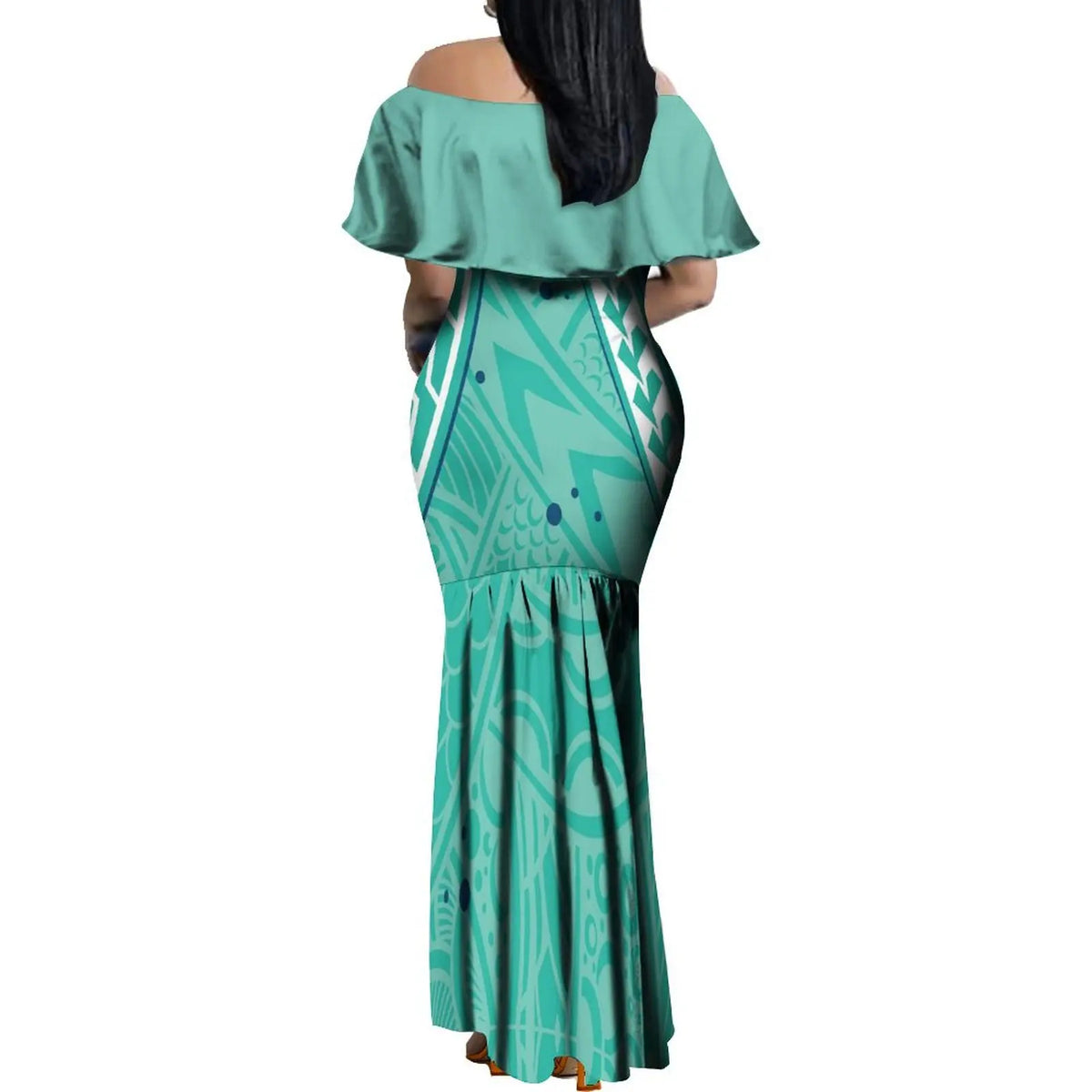 Elegant Off-The-Shoulder on Fishtail Skirt with Matching Men Shirt