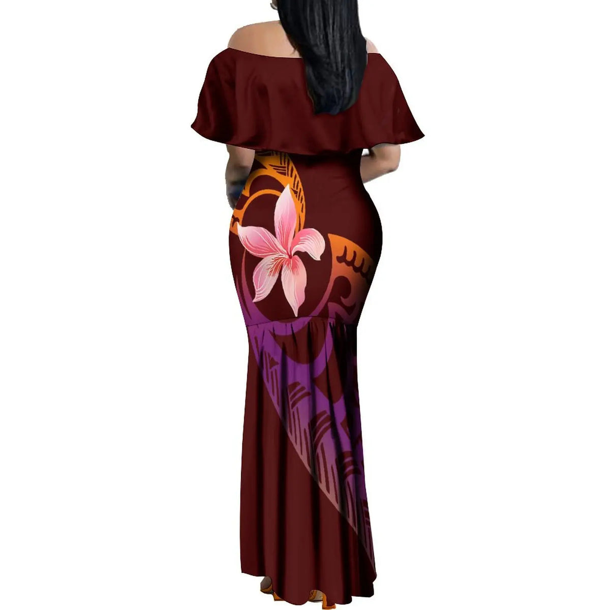Elegant Off-The-Shoulder on Fishtail Skirt with Matching Men Shirt