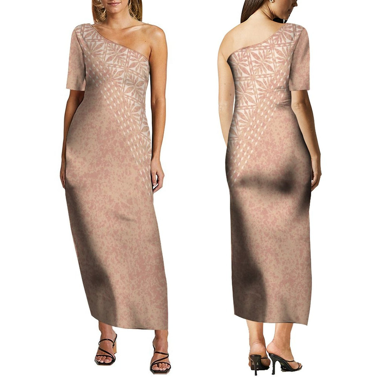 Off Shoulder Print Wrap Style Dress