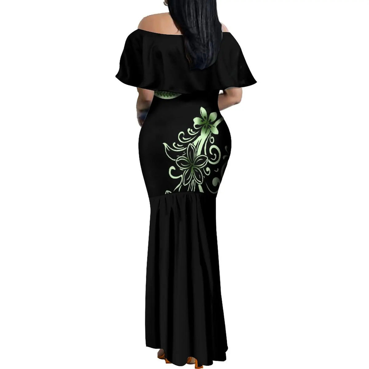 Elegant Off-The-Shoulder on Fishtail Skirt with Matching Men Shirt
