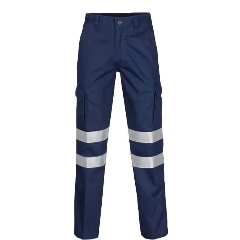 100% Cotton Hi Vis Men Work Pants with Reflective Stripes Work Trousers with Reflective Tape Hi Vis Workwear