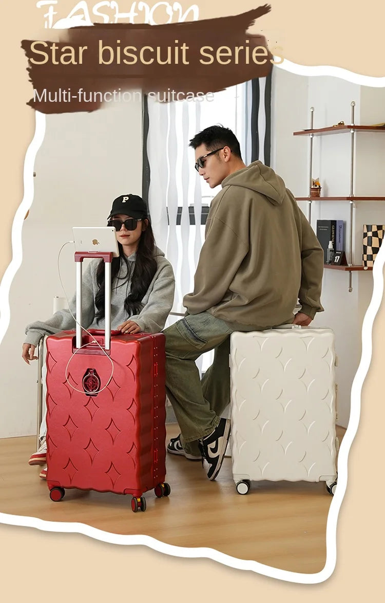 24/26/28 Inch Fashion Suitcase Large capacity Multifunctional Pull Rod Luggage 20 inch Charging Boarding Password Trolley Case