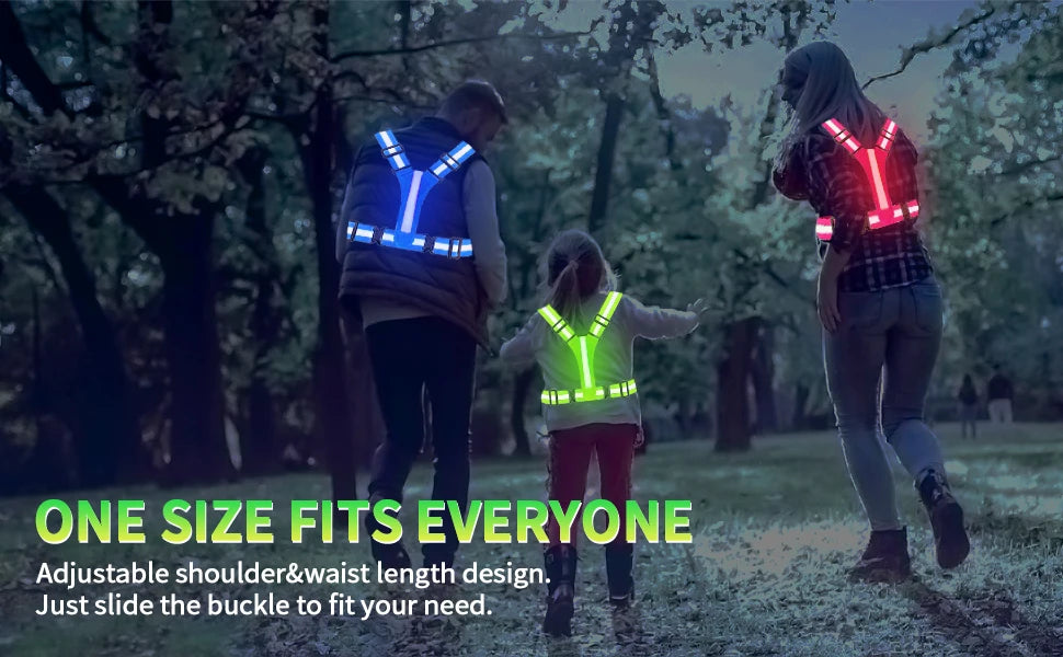 Reflective Vest Adjustable Clothing High-Visibility Safety 3 Lighting Modes LED Running Gear Children Night Men