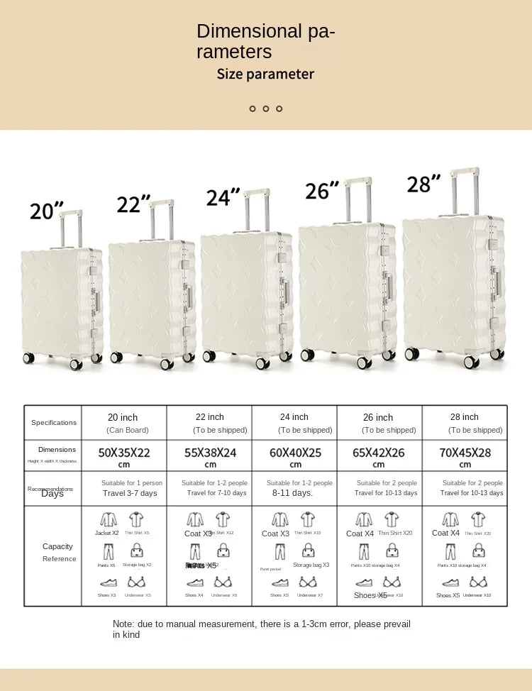 24/26/28 Inch Fashion Suitcase Large capacity Multifunctional Pull Rod Luggage 20 inch Charging Boarding Password Trolley Case