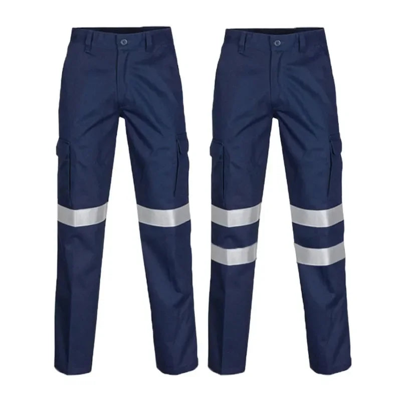 100% Cotton Hi Vis Men Work Pants with Reflective Stripes Work Trousers with Reflective Tape Hi Vis Workwear