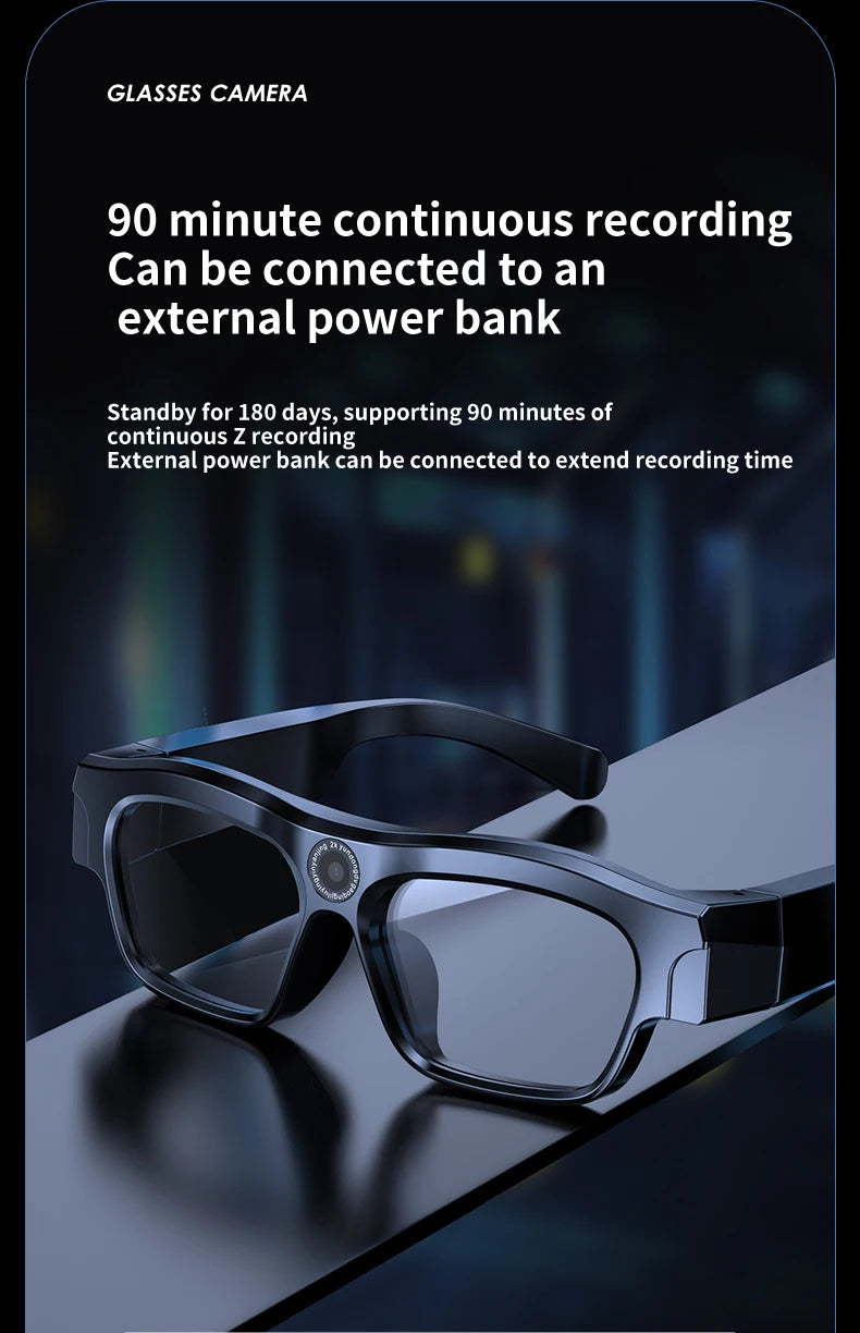 Bluetooth glasses with APP application, 4K high-definition glasses recorder, mini sports glasses camera, polarized sunglasses