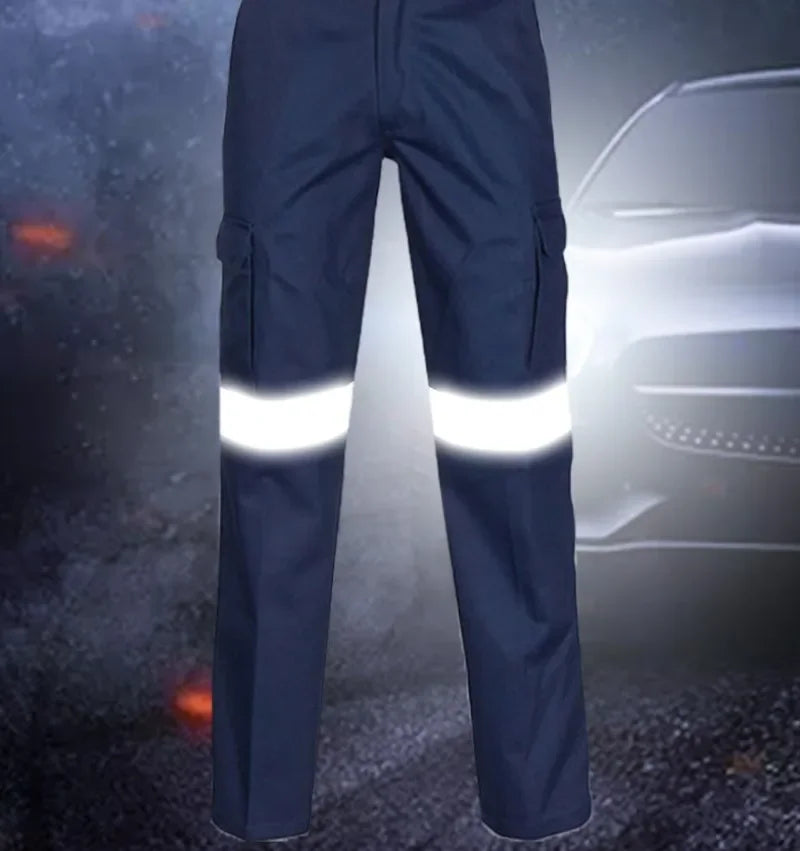 100% Cotton Hi Vis Men Work Pants with Reflective Stripes Work Trousers with Reflective Tape Hi Vis Workwear