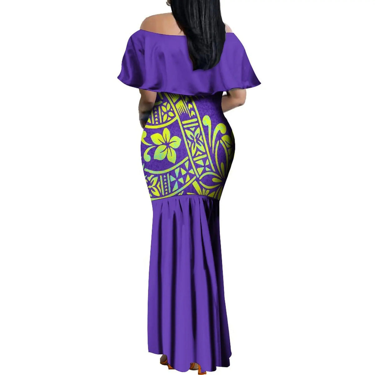 Elegant Off-The-Shoulder on Fishtail Skirt with Matching Men Shirt