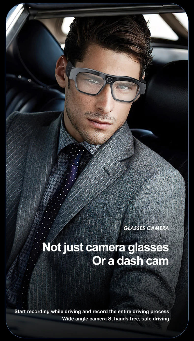 Bluetooth glasses with APP application, 4K high-definition glasses recorder, mini sports glasses camera, polarized sunglasses