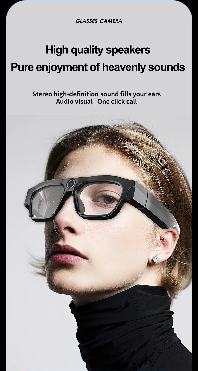 Bluetooth glasses with APP application, 4K high-definition glasses recorder, mini sports glasses camera, polarized sunglasses