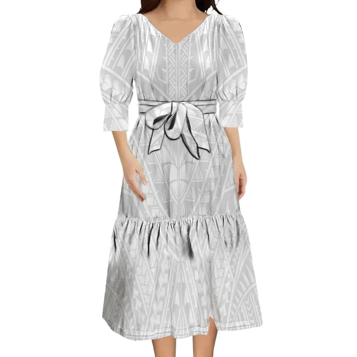 Beautiful White Puff Sleeve Dress
