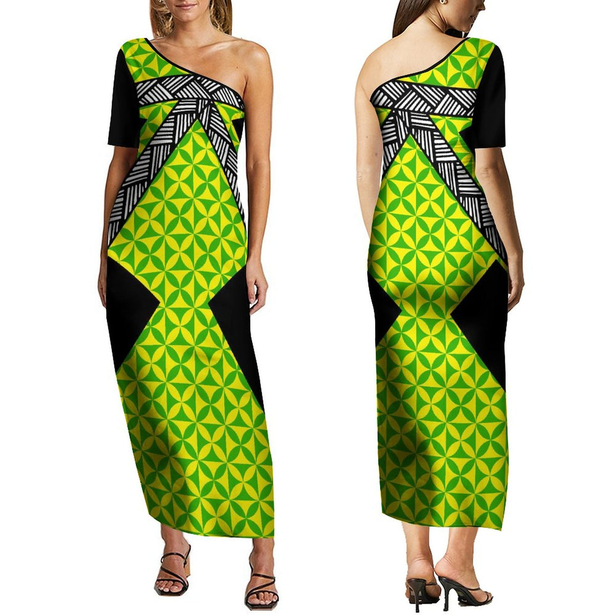Off Shoulder Print Wrap Style Dress