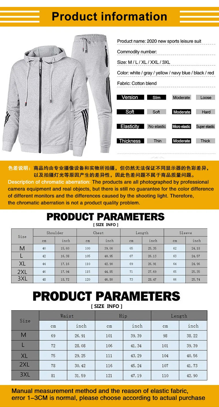Men Fashion Tracksuit 2 Piece Set