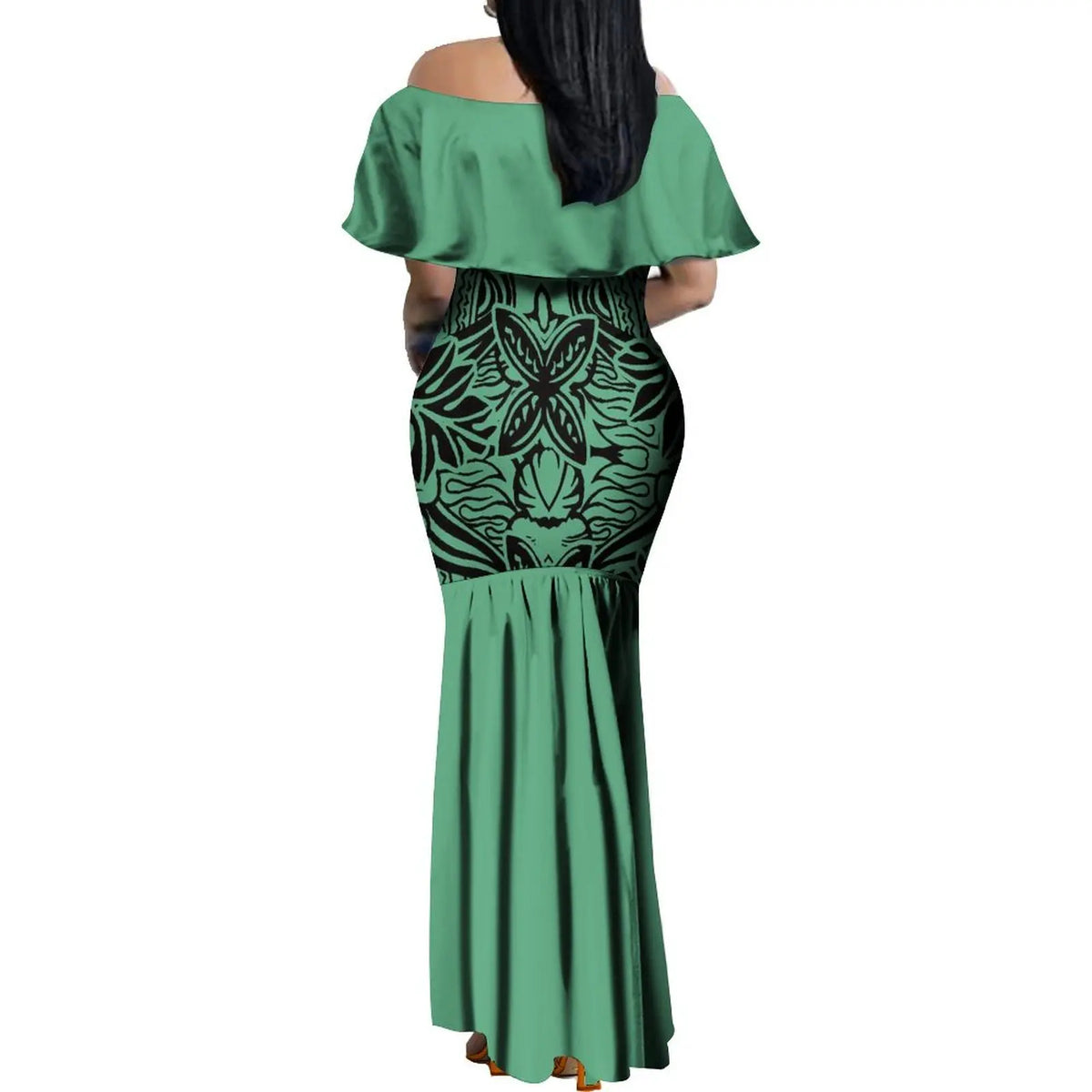 Elegant Off-The-Shoulder on Fishtail Skirt with Matching Men Shirt