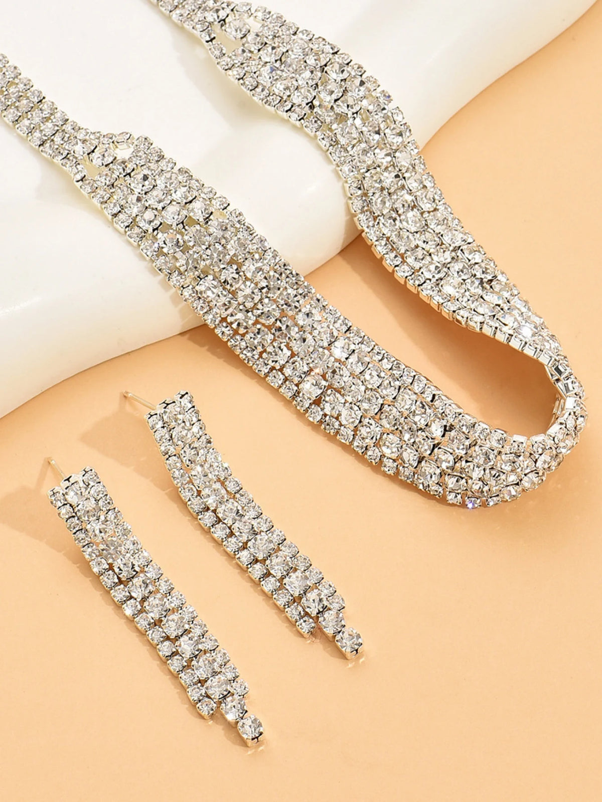 Beautiful rhinestone necklace and earrings - perfect for an elegant look to any occasion.