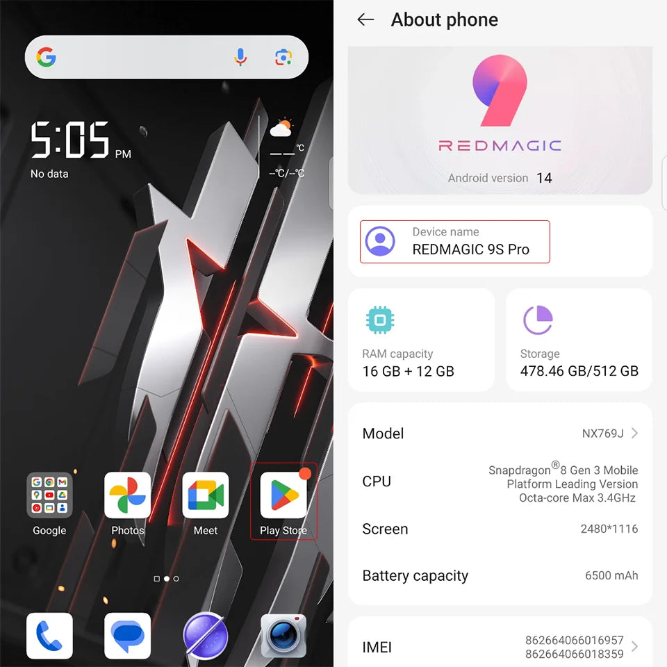 RedMagic 9s Pro 5G Global Version Gaming Phone 6.8" Snapdragon 8 Gen 3 Leading Version 6500mAh 80W Charge 50MP NFC