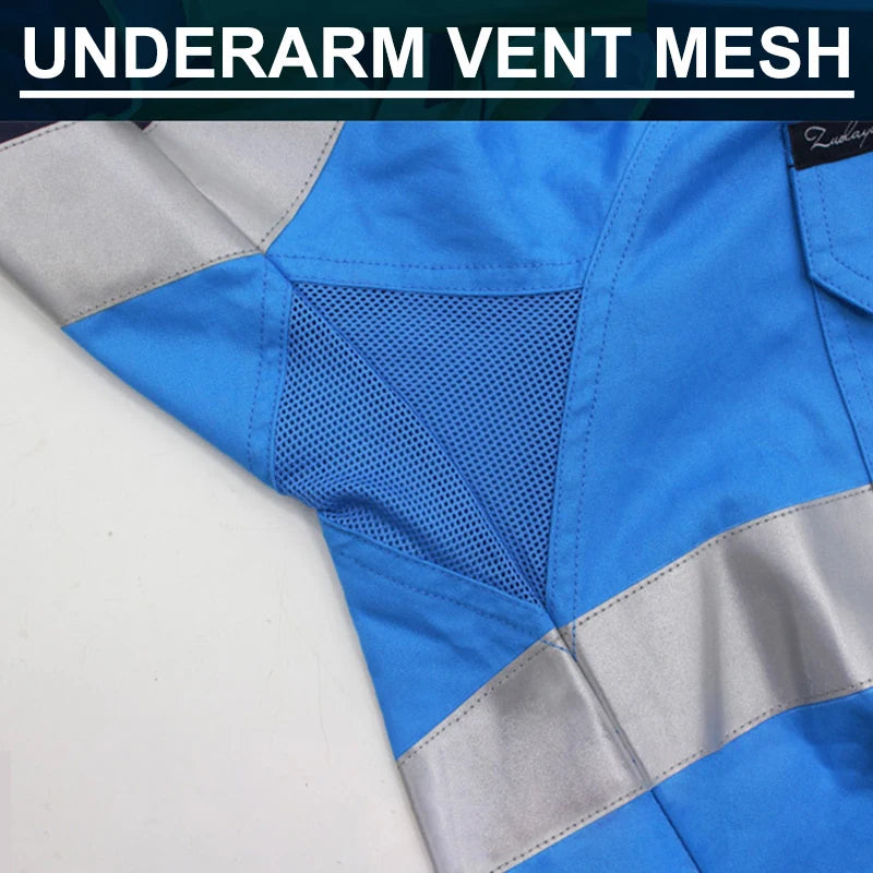 Hi Vis Shirt Safety Work Shirt Cotton Workwear Long Sleeve Reflective Shirt Men Construction