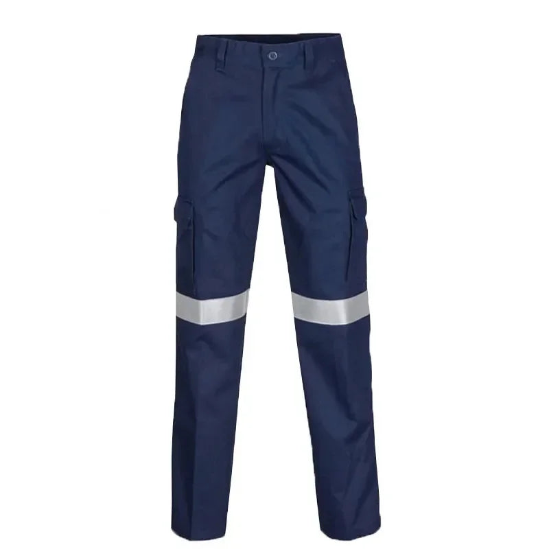 100% Cotton Hi Vis Men Work Pants with Reflective Stripes Work Trousers with Reflective Tape Hi Vis Workwear