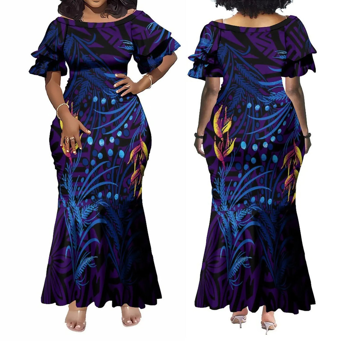Fishtail Island Dress & Matching Hawaiian Men Shirt