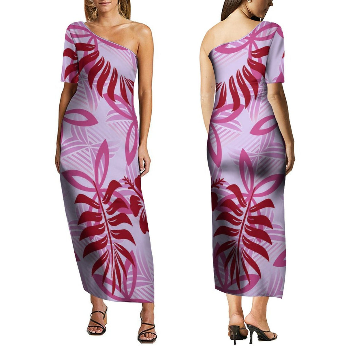 Off Shoulder Print Wrap Style Dress