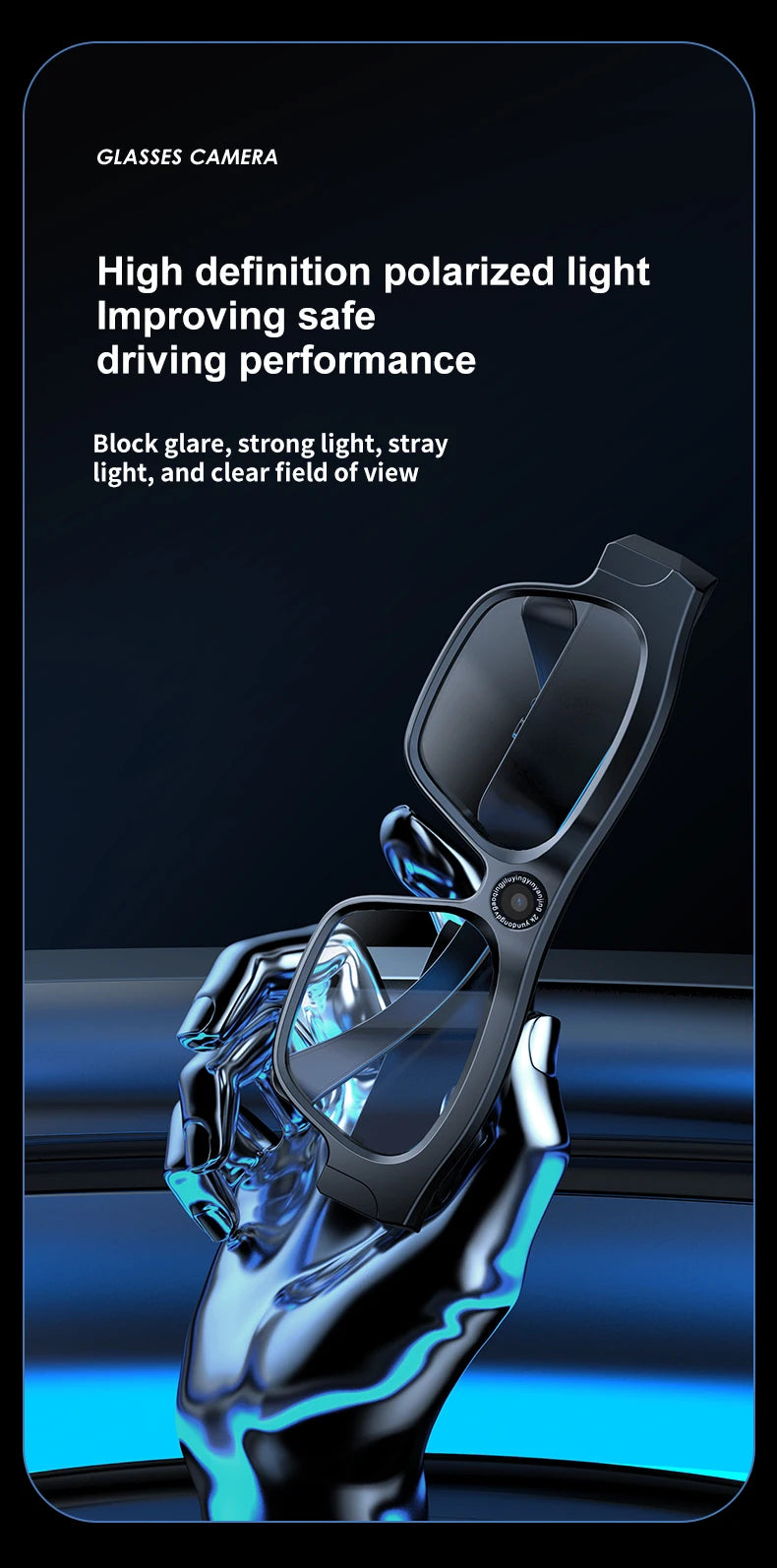 Bluetooth glasses with APP application, 4K high-definition glasses recorder, mini sports glasses camera, polarized sunglasses