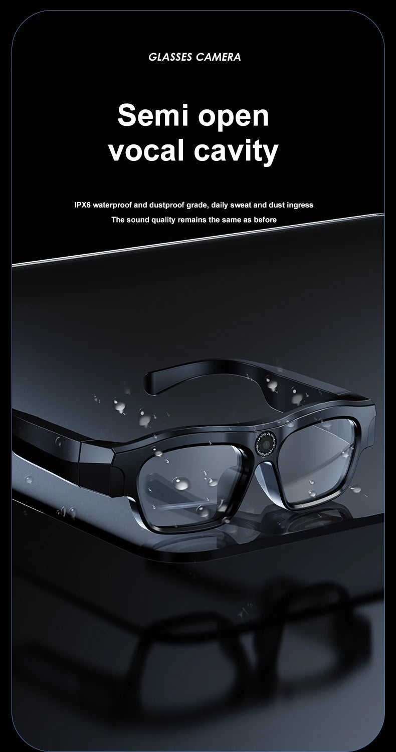 Bluetooth glasses with APP application, 4K high-definition glasses recorder, mini sports glasses camera, polarized sunglasses