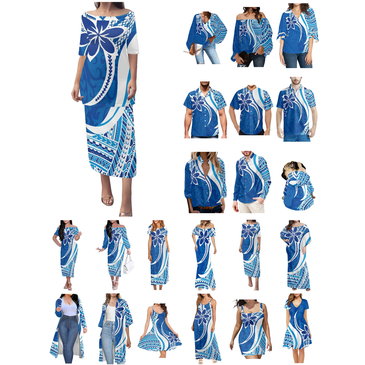 Polynesian Design Dress Matching Men Shirt