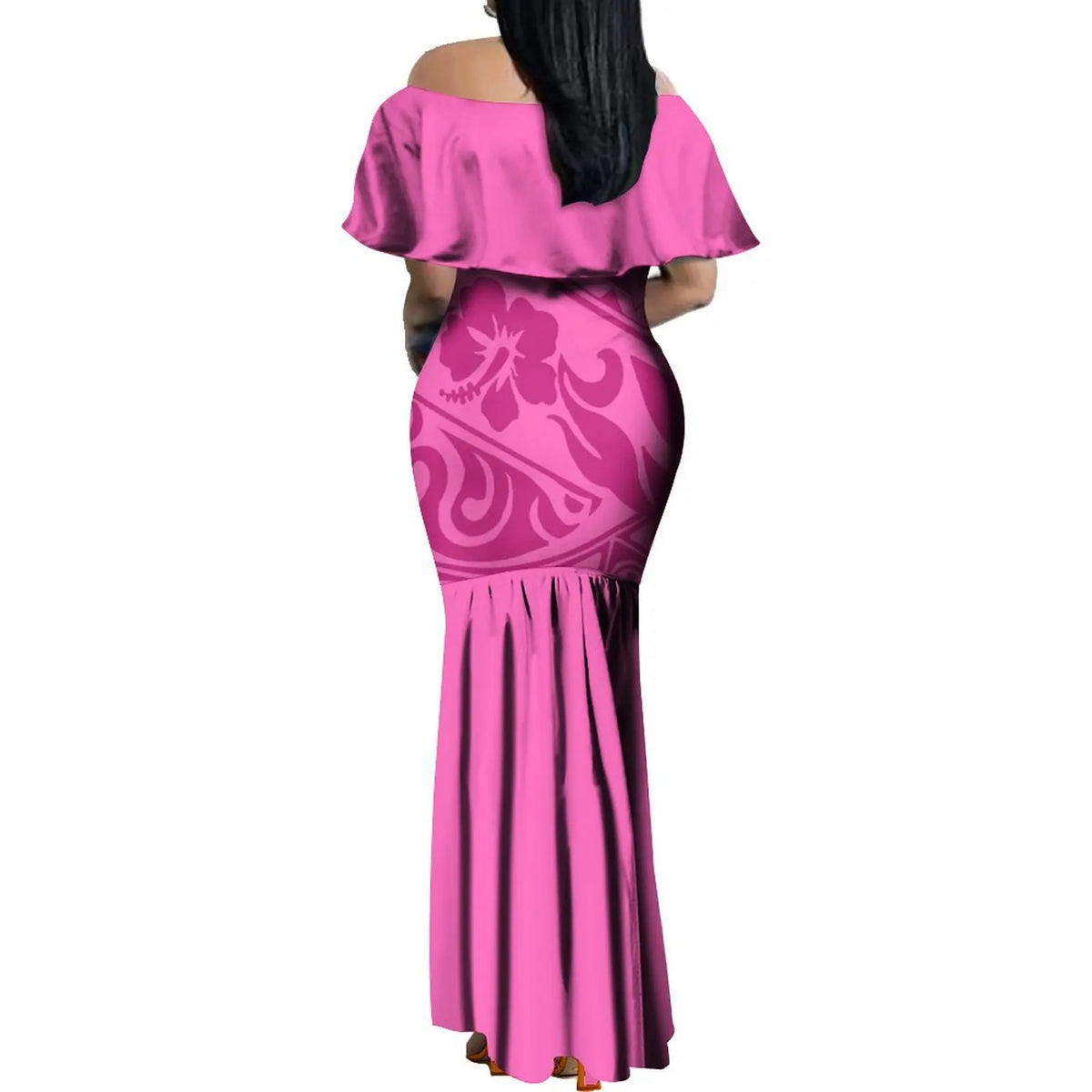 Elegant Off-The-Shoulder on Fishtail Skirt with Matching Men Shirt