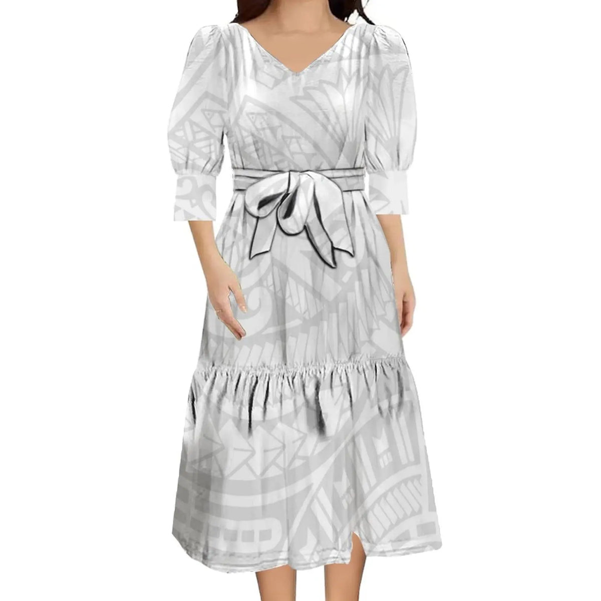 Beautiful White Puff Sleeve Dress