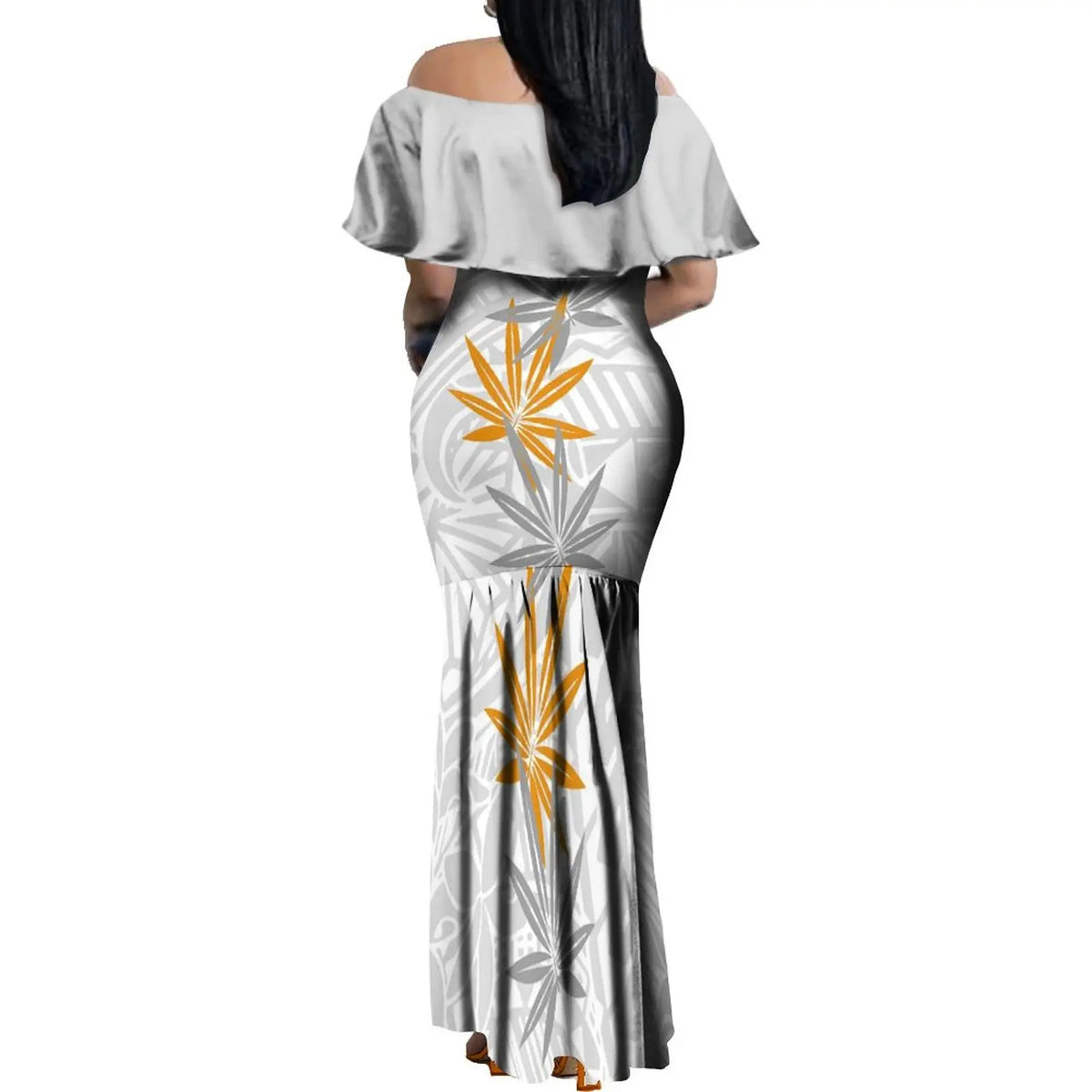 Elegant Off-The-Shoulder on Fishtail Skirt with Matching Men Shirt