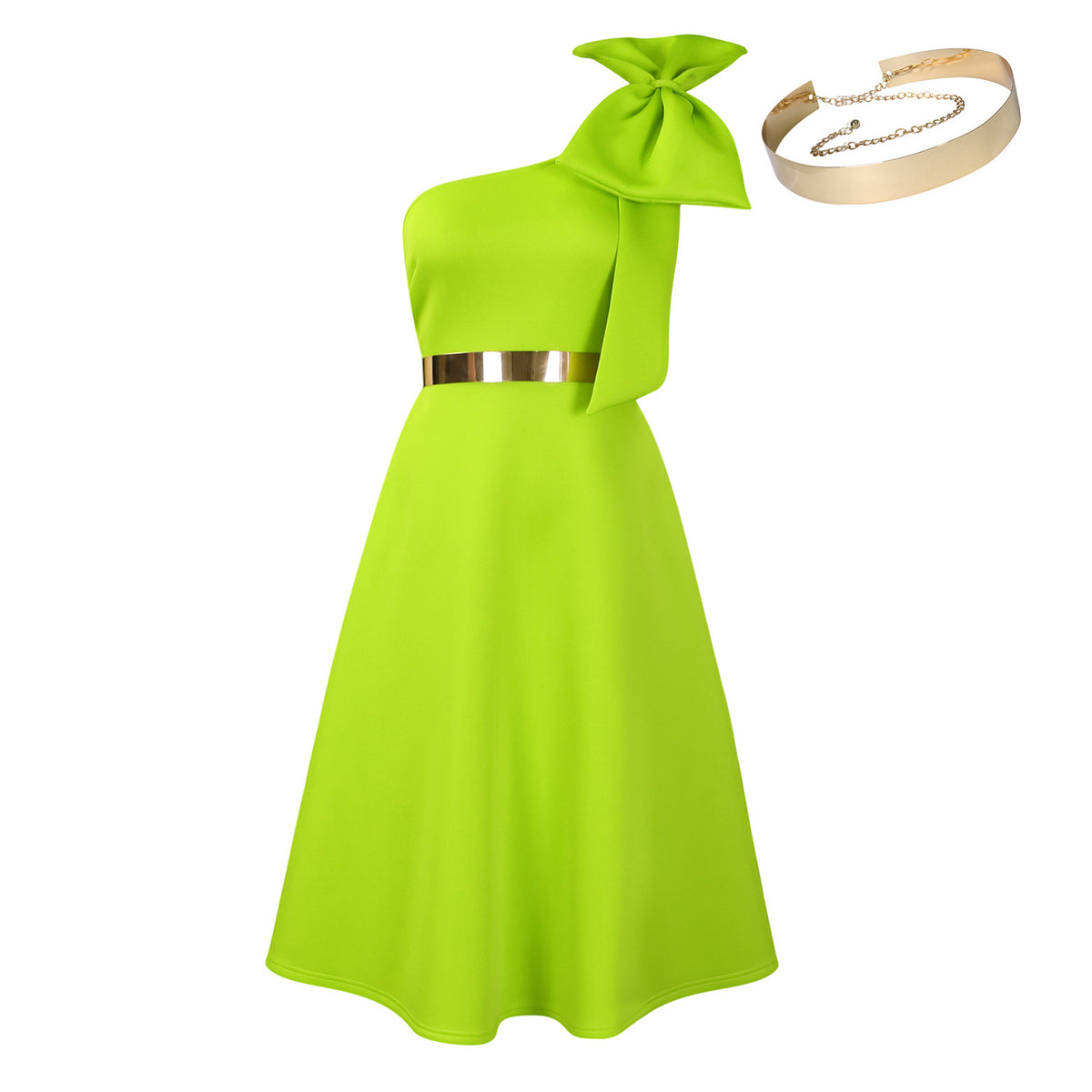 Uasimoa Oblique Shoulder Bow Party Dress