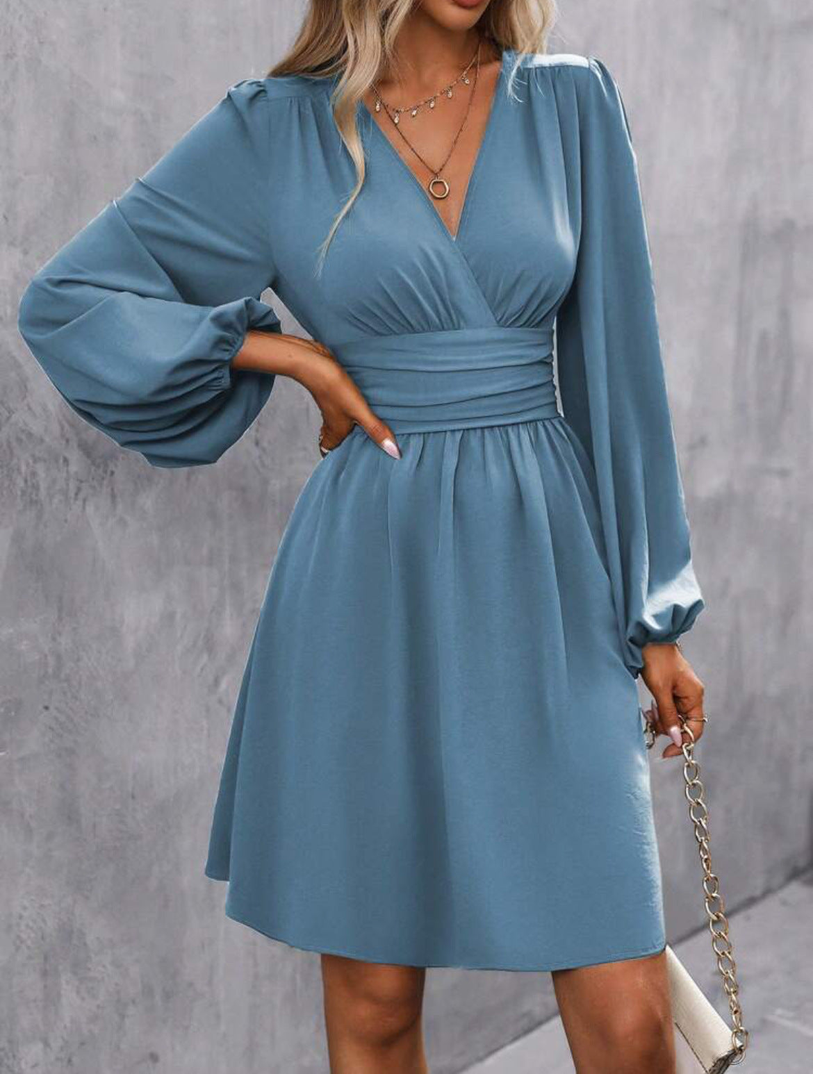 HIFOILEVA Lantern Sleeve Dress