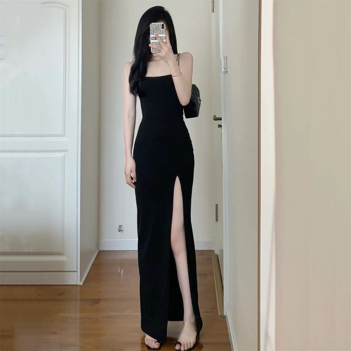 Slit Black Dress