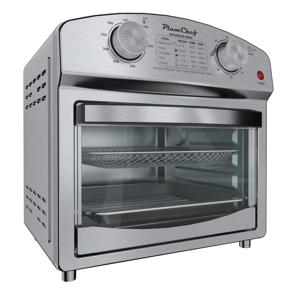 Stainless Steel 12 Liter Air Fryer With Dual Knob Control