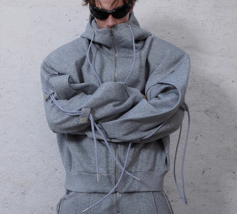 Three-dimensional Deconstruction Drawstring Design Loose Hooded Sweater Heavy High-grade Lazy Casual Suit