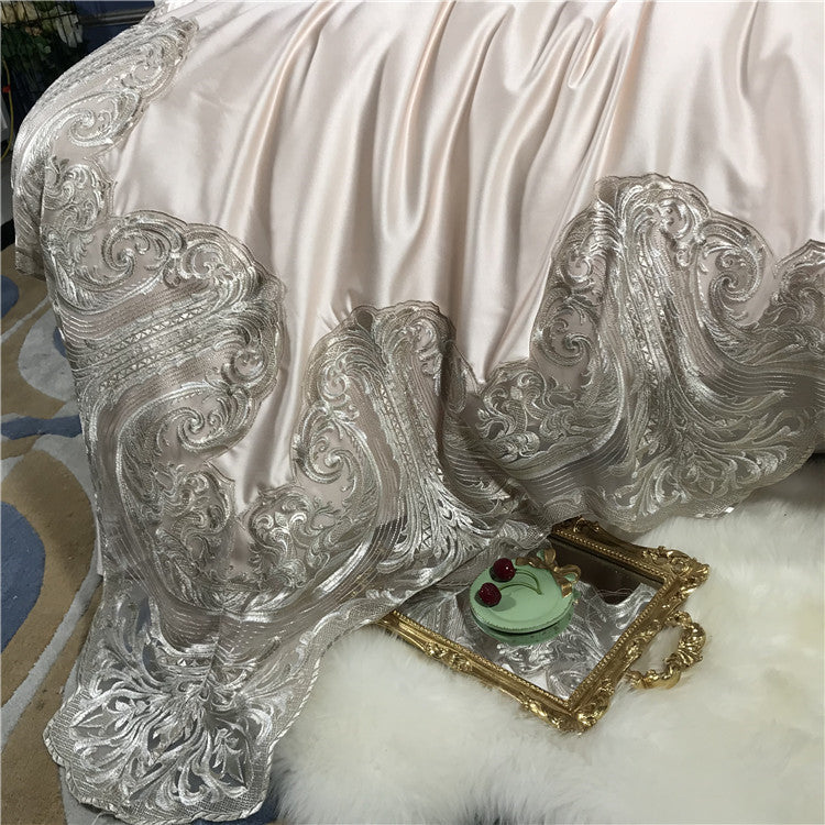 Cotton Four-piece Cotton Long-staple Cotton Bedding Lace Silk Cotton Quilt Cover