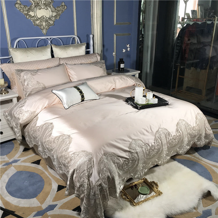 Cotton Four-piece Cotton Long-staple Cotton Bedding Lace Silk Cotton Quilt Cover