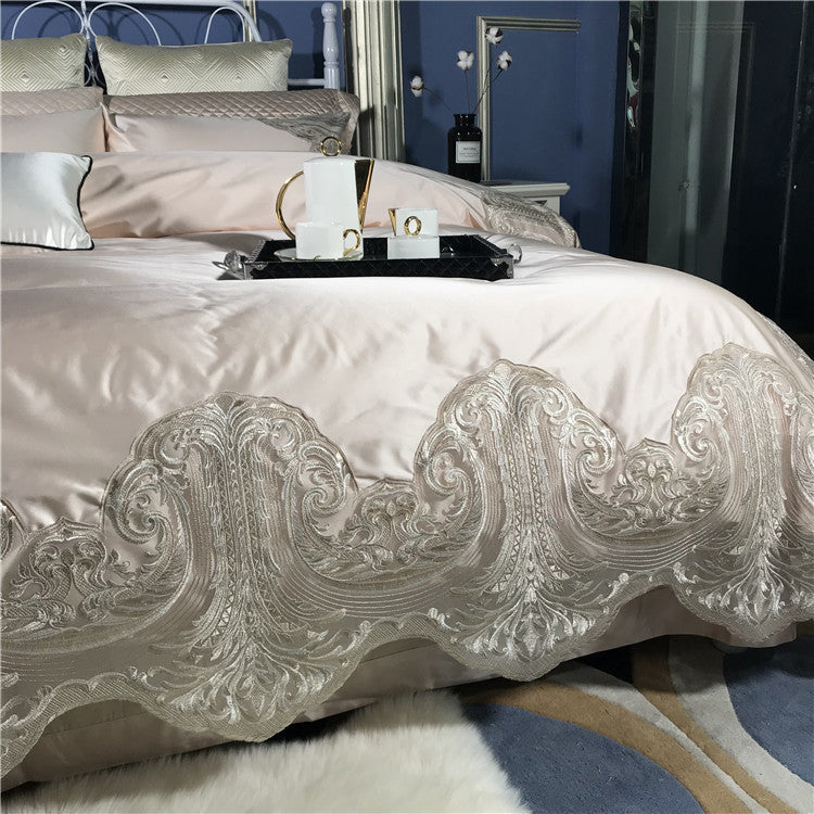 Cotton Four-piece Cotton Long-staple Cotton Bedding Lace Silk Cotton Quilt Cover